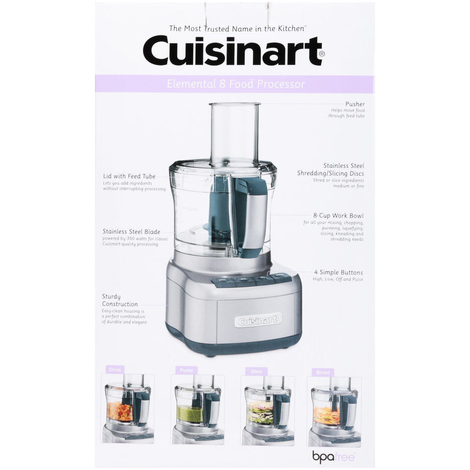 Cuisinart Elemental 8-Cup Food Processor, Silver (FP-8SV)