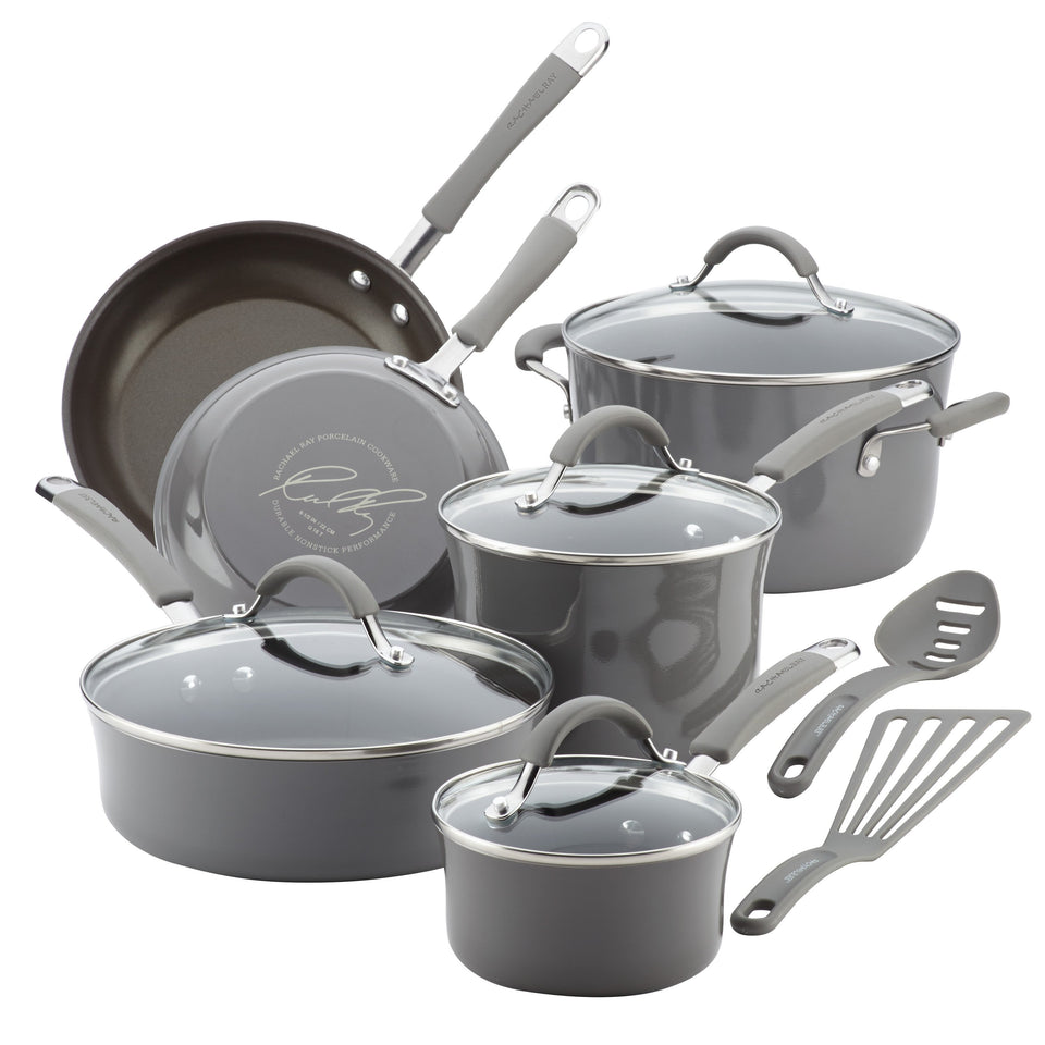 Rachael Ray Cucina Hard Enamel Nonstick 12-Piece Cookware Set