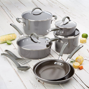 Rachael Ray Cucina Hard Enamel Nonstick 12-Piece Cookware Set