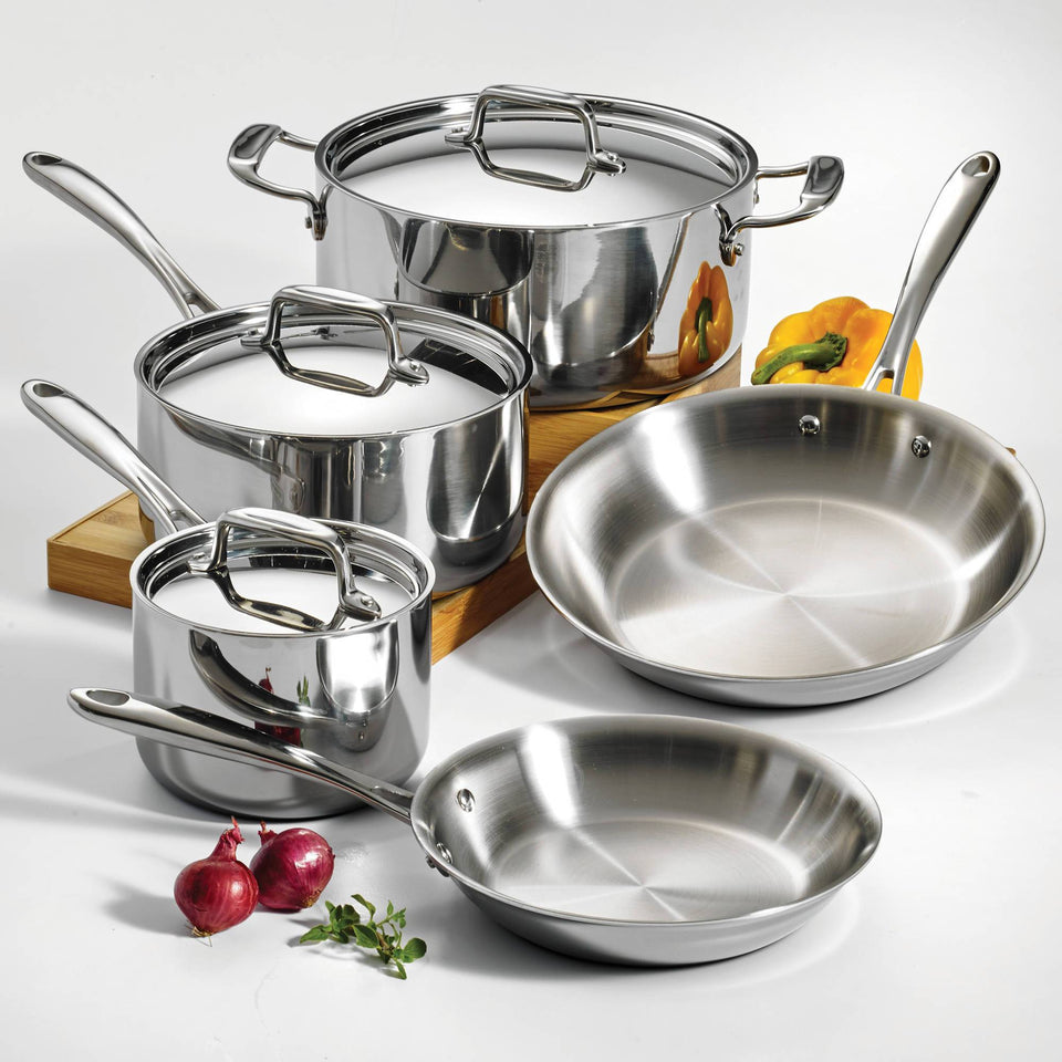 Tramontina 8-Piece 18/10 Stainless Steel Tri-Ply Clad Cookware Set