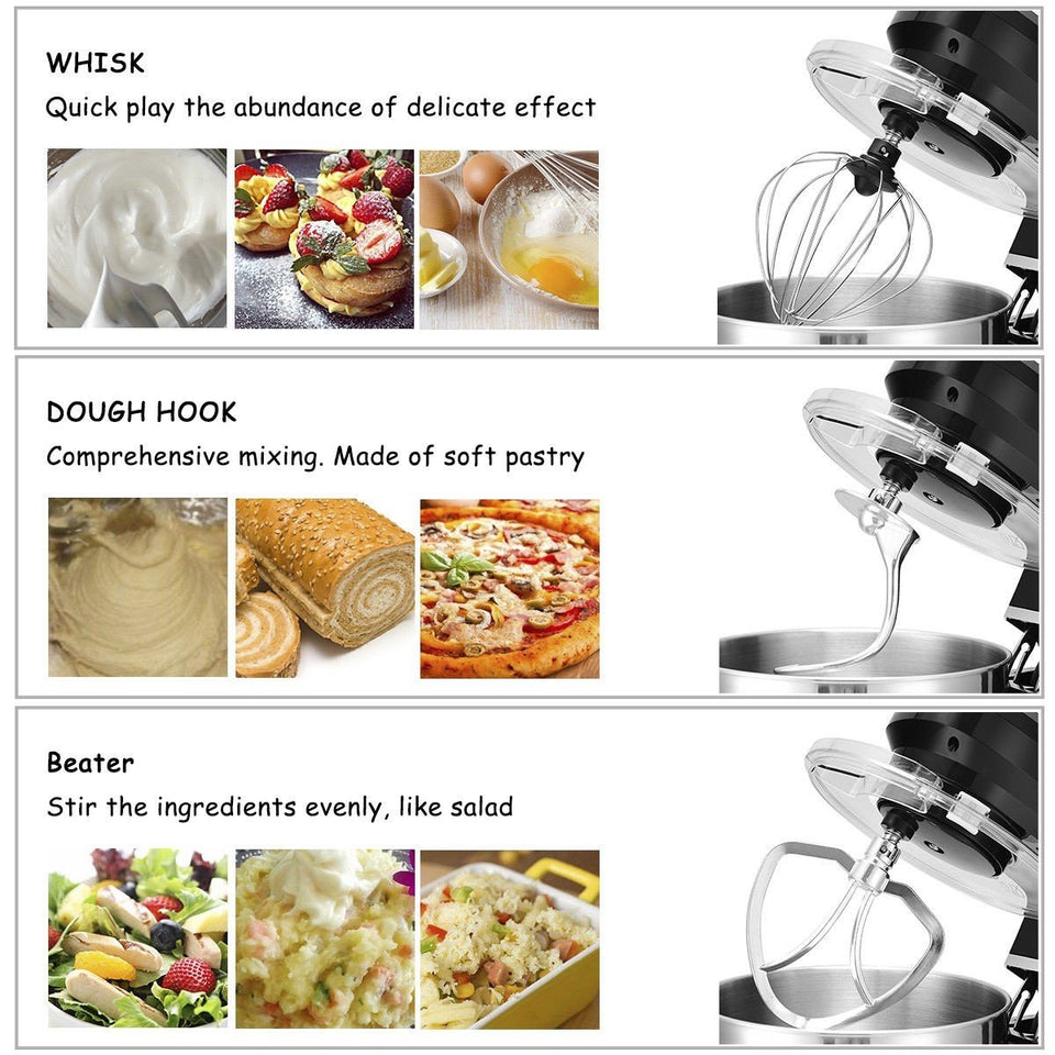 6 Speed 7.5 Qt Tilt-Head Stainless Steel Electric Food Stand Mixer
