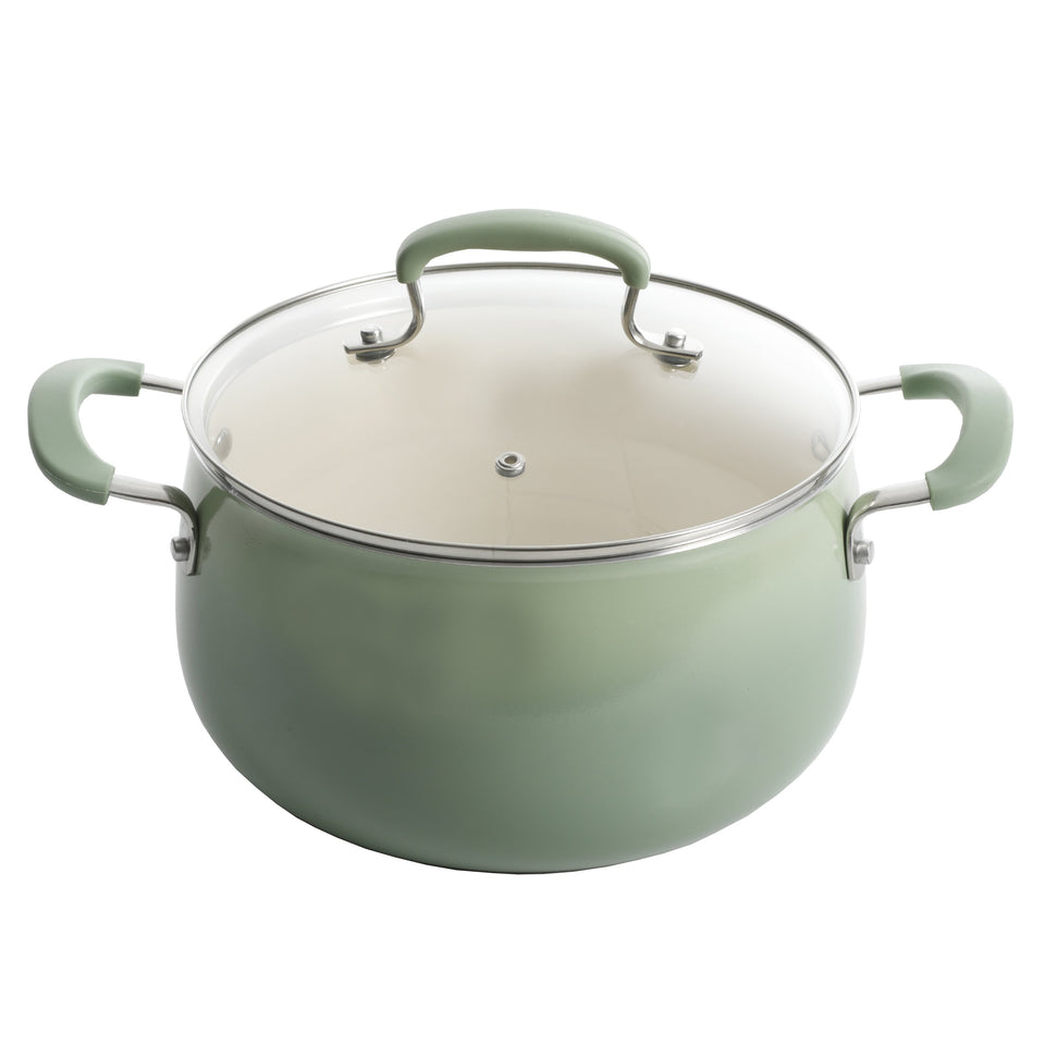 The Clara 17-Piece Classic Belly Aluminum Cookware Combo Set, Mint