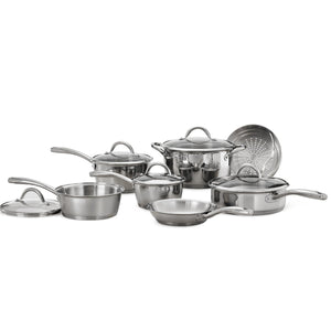Tramontina 12-Piece Gourmet Tri-Ply Base Cookware Set, Stainless Steel