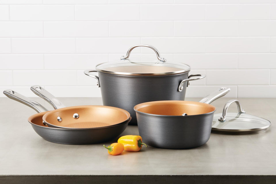 Ayesha Curry Hard Anodized Aluminum 10-Pc Cookware Set, Gray Copper